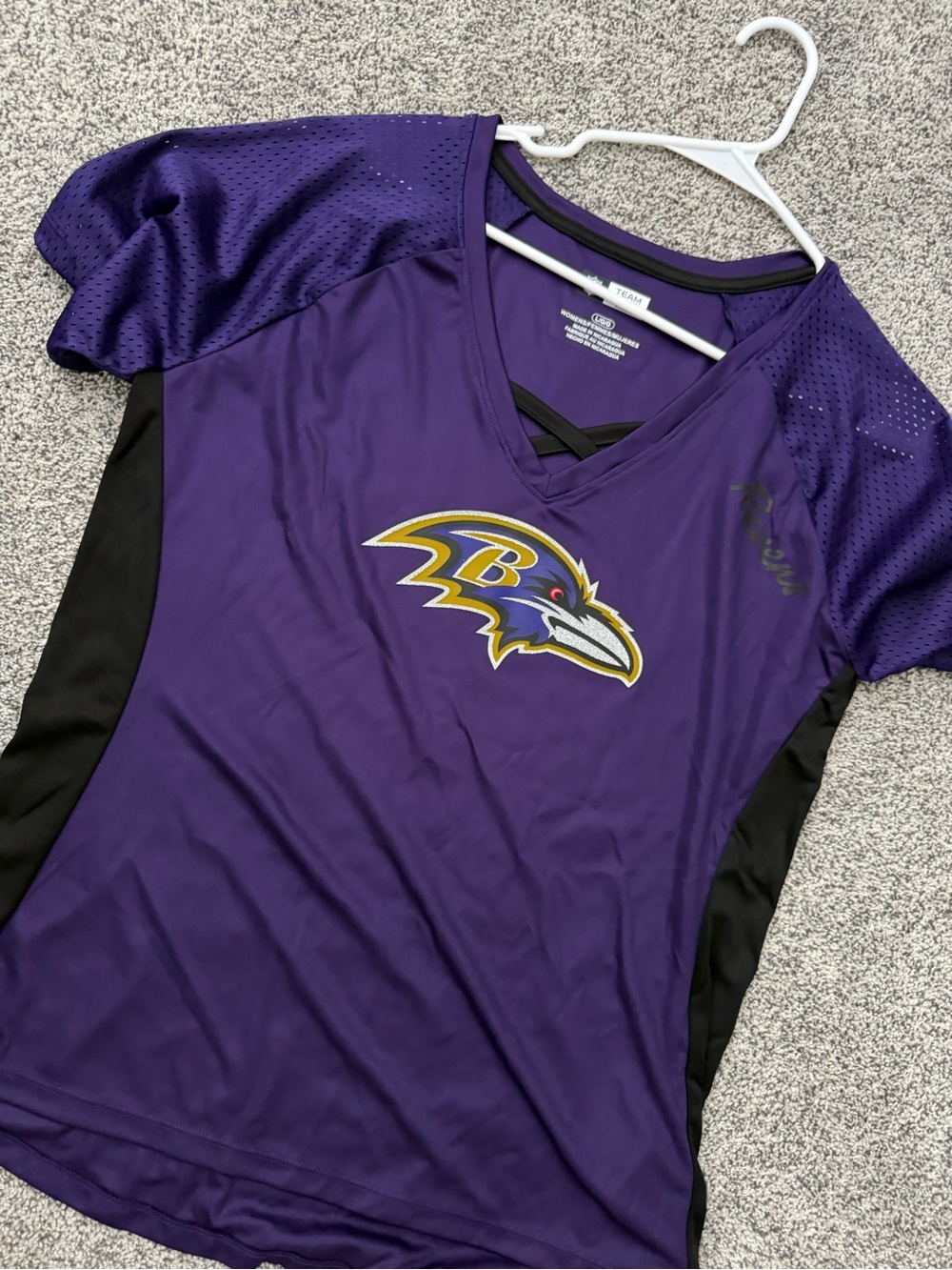 Never worn Team Apparel Purple and Black Women's V-Neck Jersey